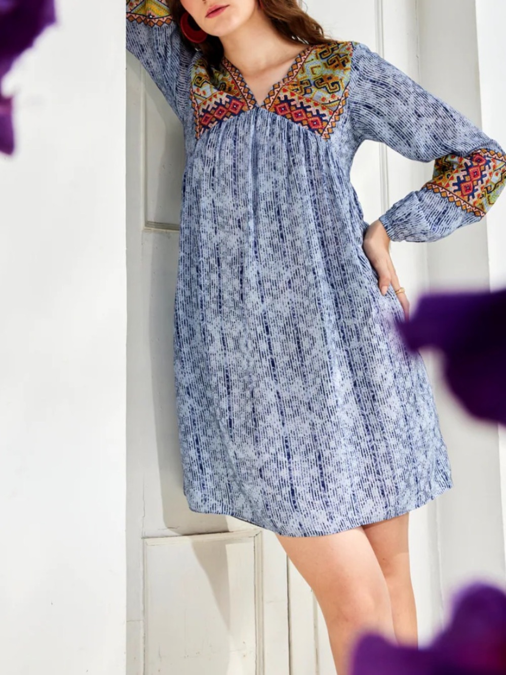 Bhanuni by jyoti LINNE EMBROIDERED TUNIC DRESS.  (Mix37)